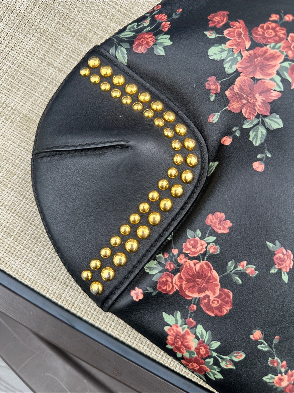 Michael Kors Collection Bancroft Oversized Floral Calf Leather Shoulder Bag - Picture 15 of 16